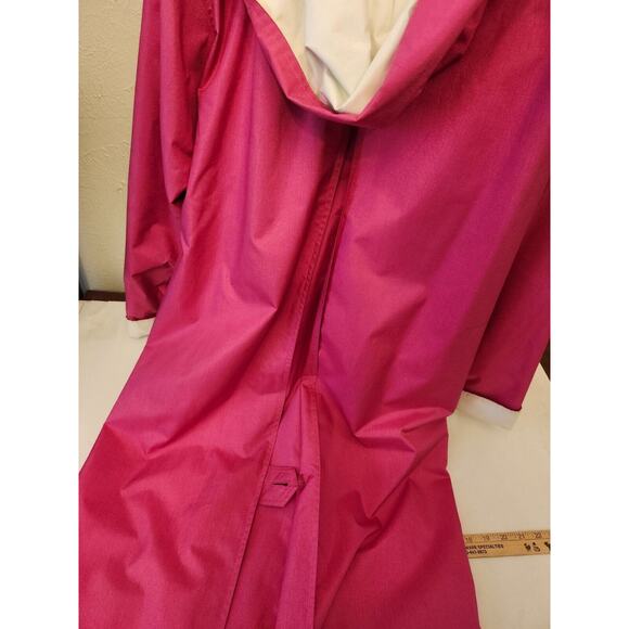 Vtg Misty Harbor Pink Hooded Rain Coat Jacket Full Length - 10 Petite - Picture 8 of 11